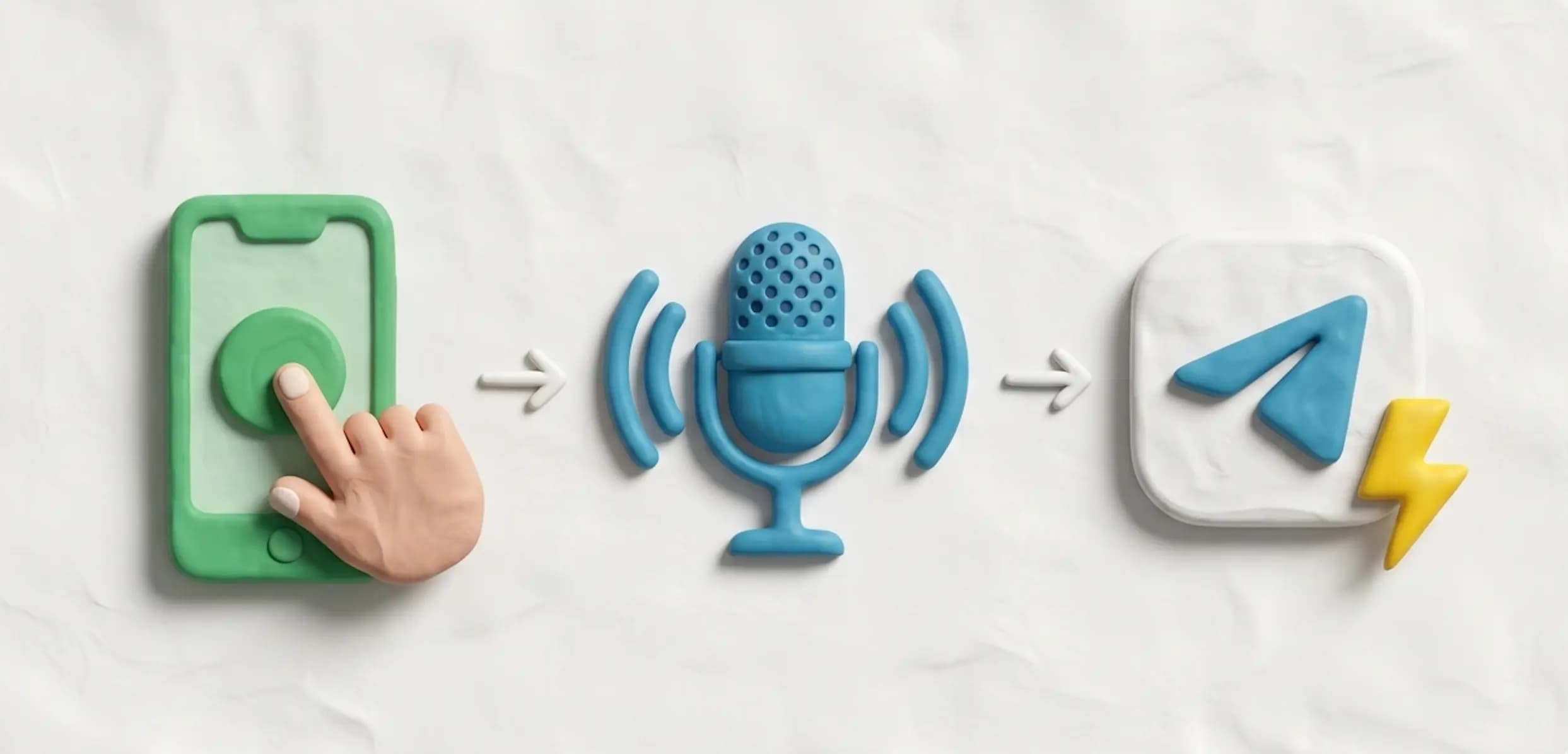 Ilustracja: klient klika przycisk na stronie i głosem opisuje potrzebę — demo głosowego agenta FindOUT