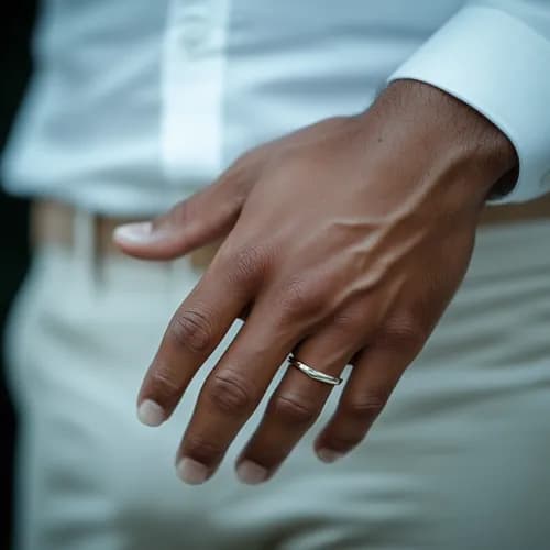 Stylowy wizerunek mężczyzny podkreśla męski manicure