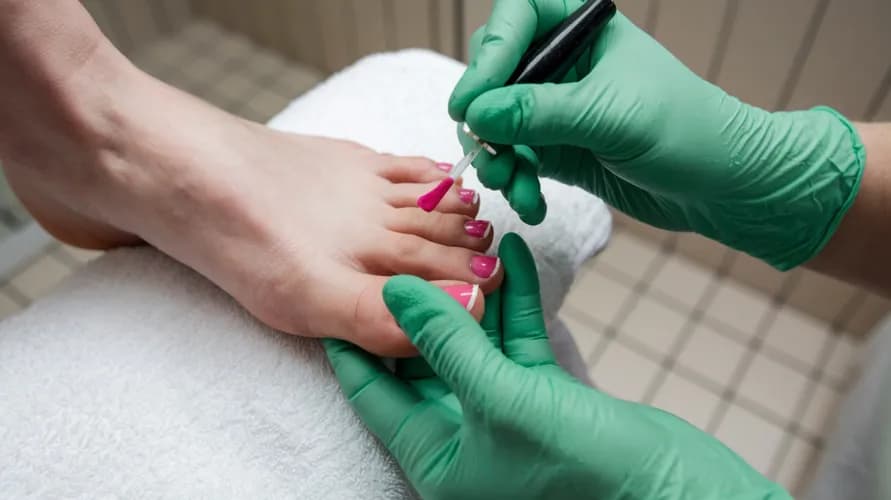 Pedicure z klasycznym lakierem na lato