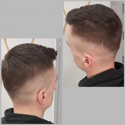 Strzyżenie męskie z ogolonym tyłem głowy