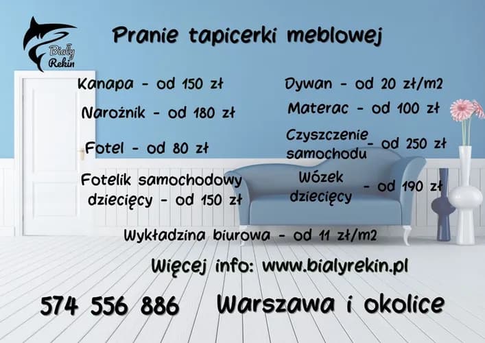 Pranie tapicerki meblowej, tapicerki samochodowej